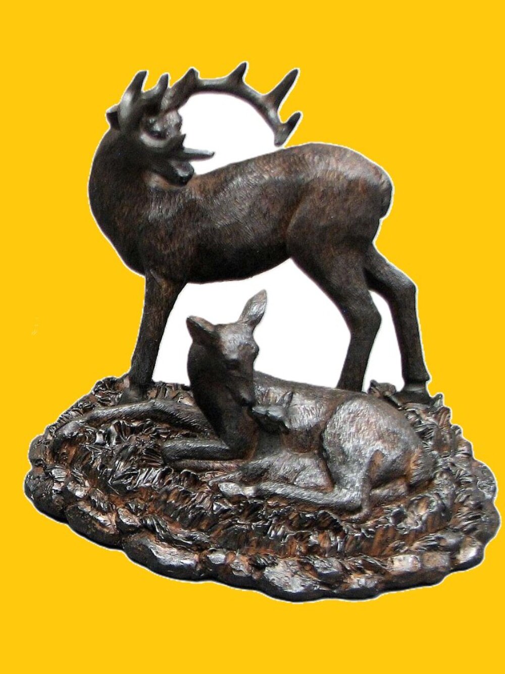 Stone Resin Deer Family of Three Deer Daddy Buck, Mommy Doe and Baby Fawn 14092